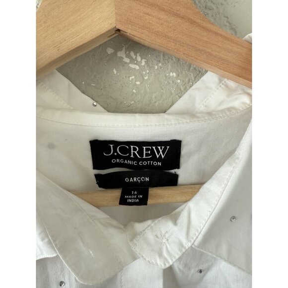 J. crew Cropped Garcon Button Up With Crystals Organic Cotton Glam Careerwear 16 - Picture 7 of 10